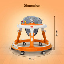Load image into Gallery viewer, Orange 3 Level Height Adjustment 360° Joy Baby Walker
