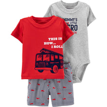 Load image into Gallery viewer, Grey Cotton Baby Clothing Set- 3 Pieces

