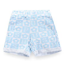Load image into Gallery viewer, Blue Brand Printed Cotton Shorts
