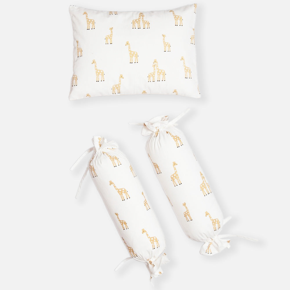 White Giraffe Printed Pillow & Bolster