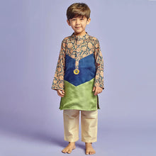 Load image into Gallery viewer, Blue Kalamkari Kurta With Pajama
