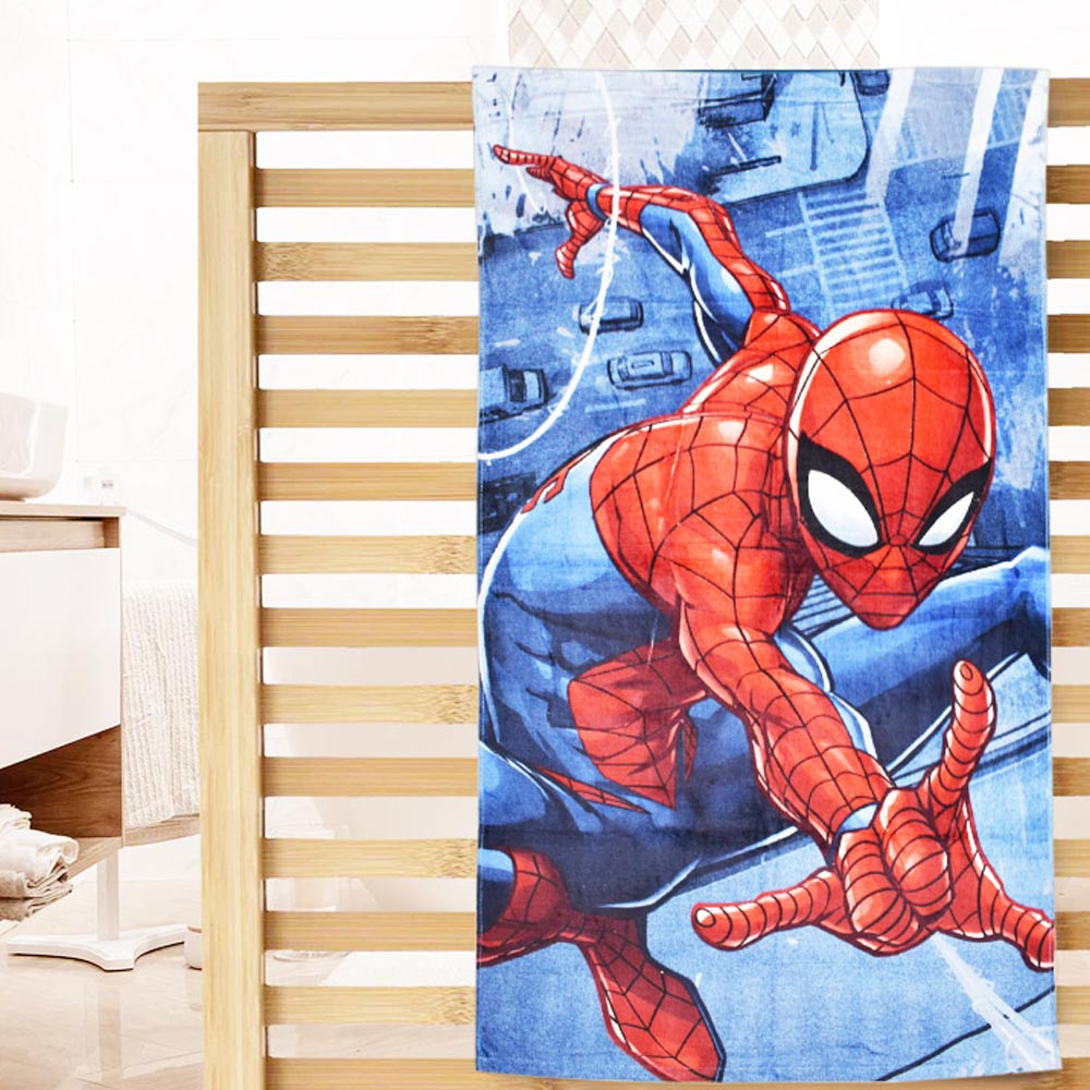 Blue Spiderman Printed Bath Towel