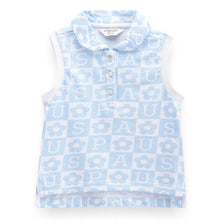 Load image into Gallery viewer, Blue Sleeveless Cotton Polo T-Shirt
