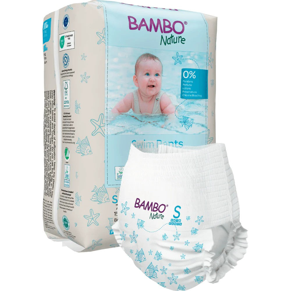 Small Bambo Nature Disposable Swim Diaper Pants- 12 Pieces (7-12 kg)