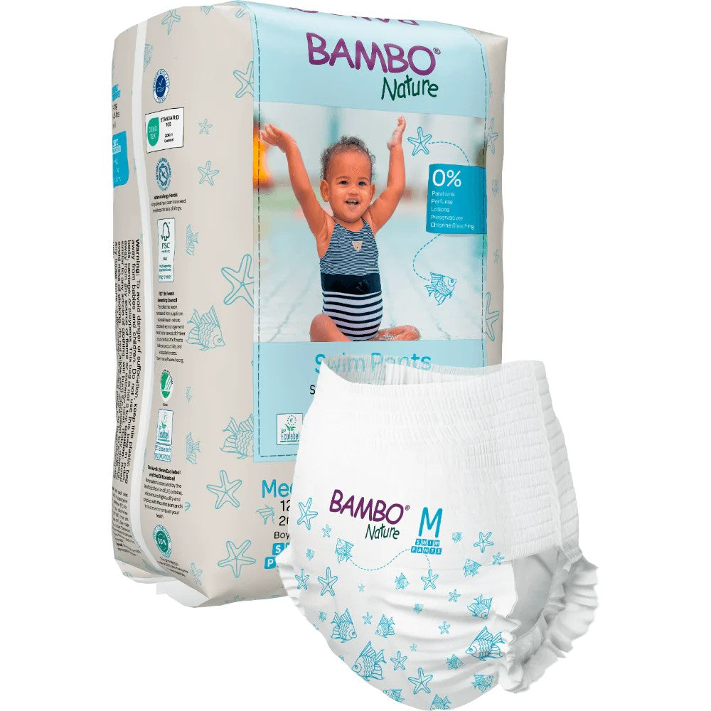 Medium Bambo Nature Disposable Swim Diaper Pants- 12 Pieces (12+ kg)