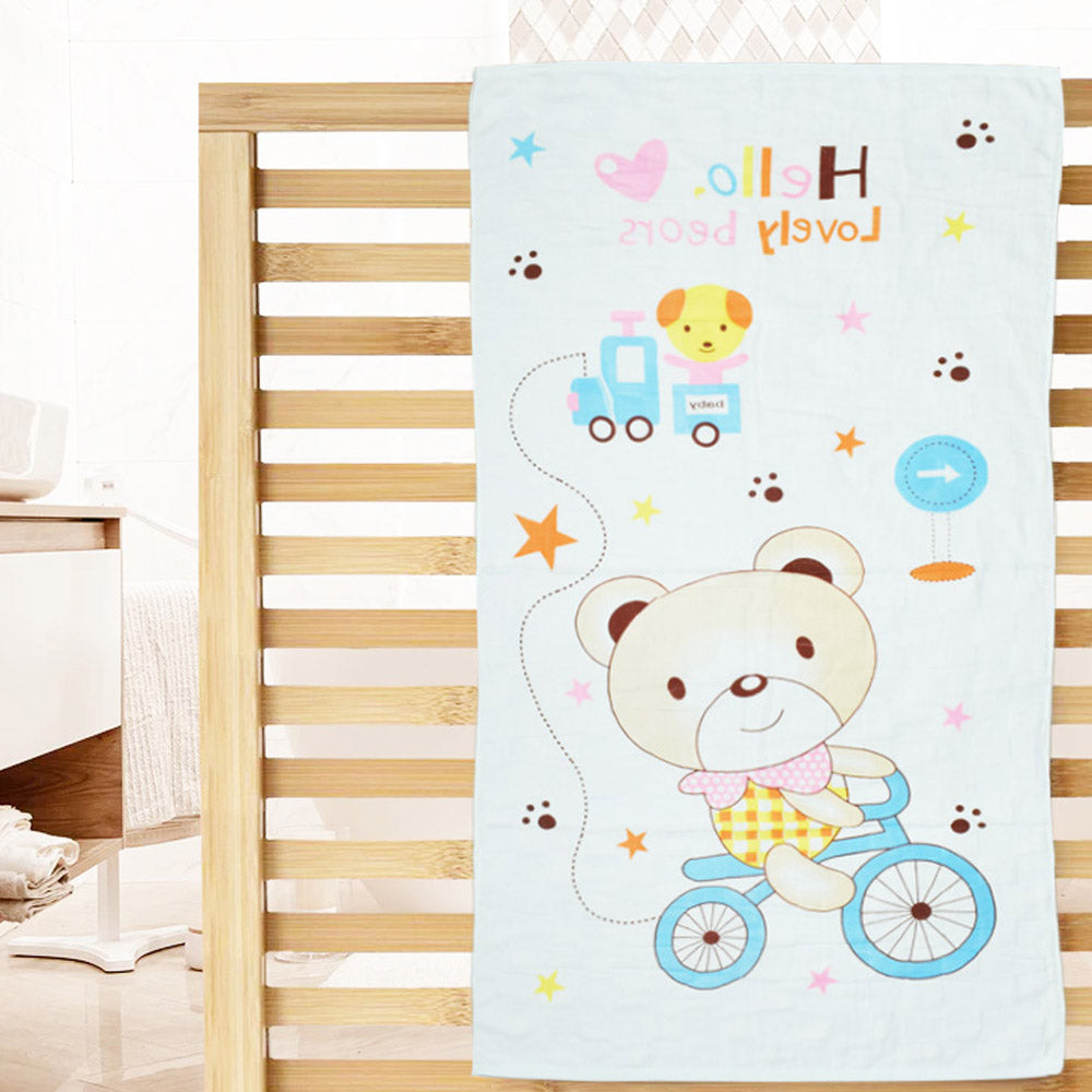 Blue Lovely Bears Printed Bath Towel