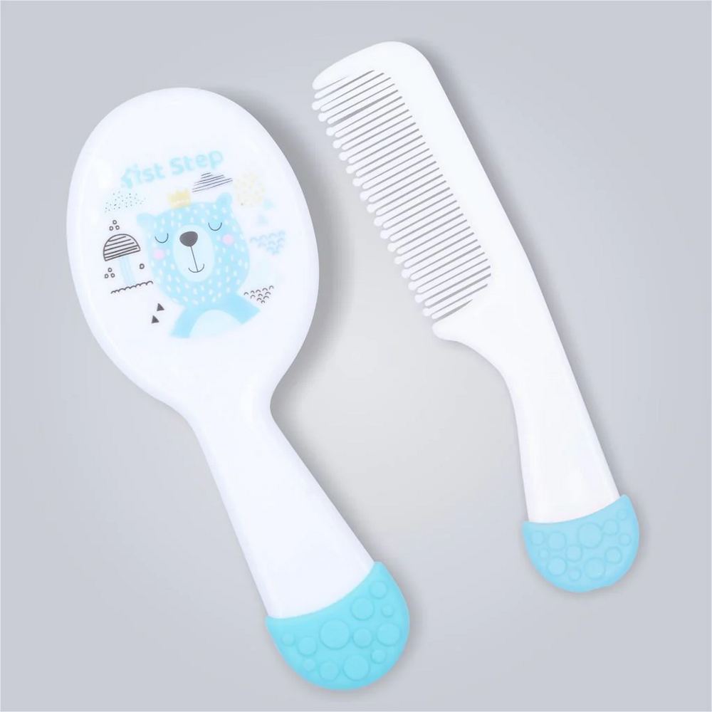 Blue Soft & Gentle Comb And Brush Grooming Set