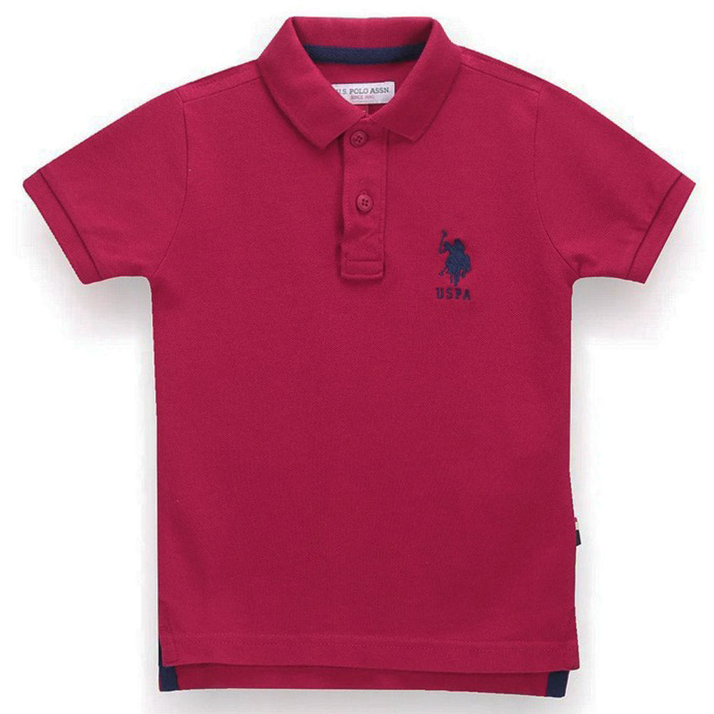 Solid Cotton Half Sleeves Polo T-Shirt- Dark Pink