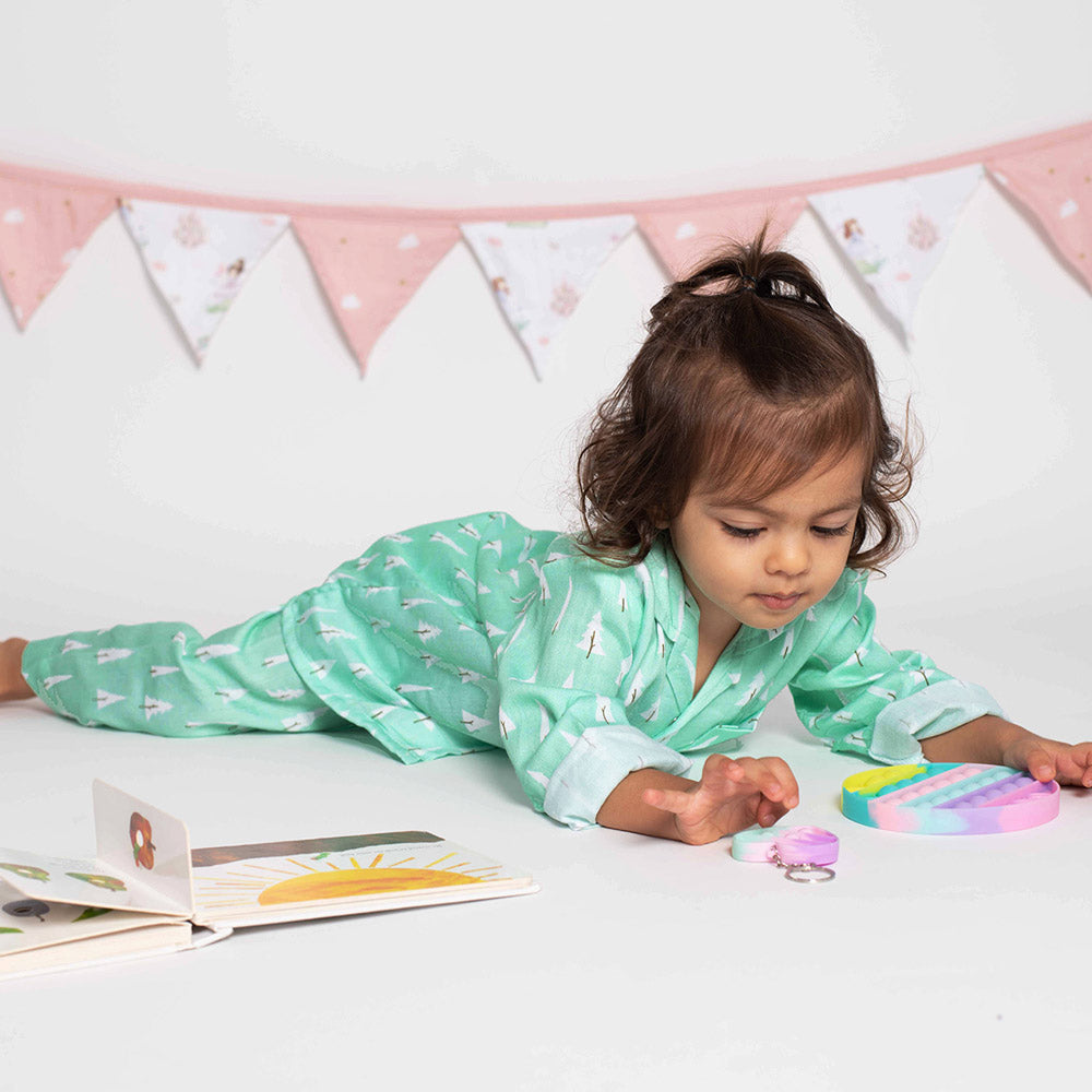 Green Pines Theme Full Sleeves Organic Cotton Night Suit