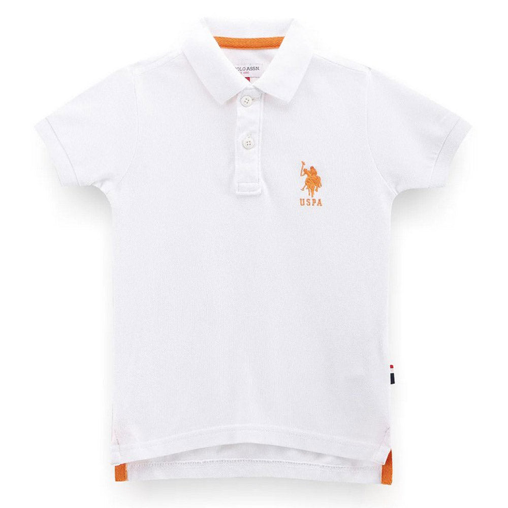 White Cotton Half Sleeves Polo T-Shirt