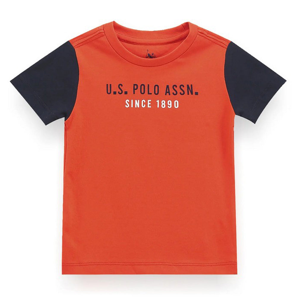 Orange U.S.Polo Printed Short Sleeves Cotton T-Shirt