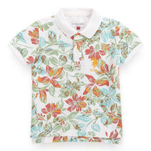 Load image into Gallery viewer, White Tropical Printed Polo T-Shirt

