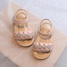Load image into Gallery viewer, Pink &amp; Ivory Embellishment Velcro Closure Sandals

