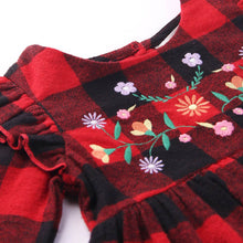 Load image into Gallery viewer, Red Embroidered Plaid Checked Dress
