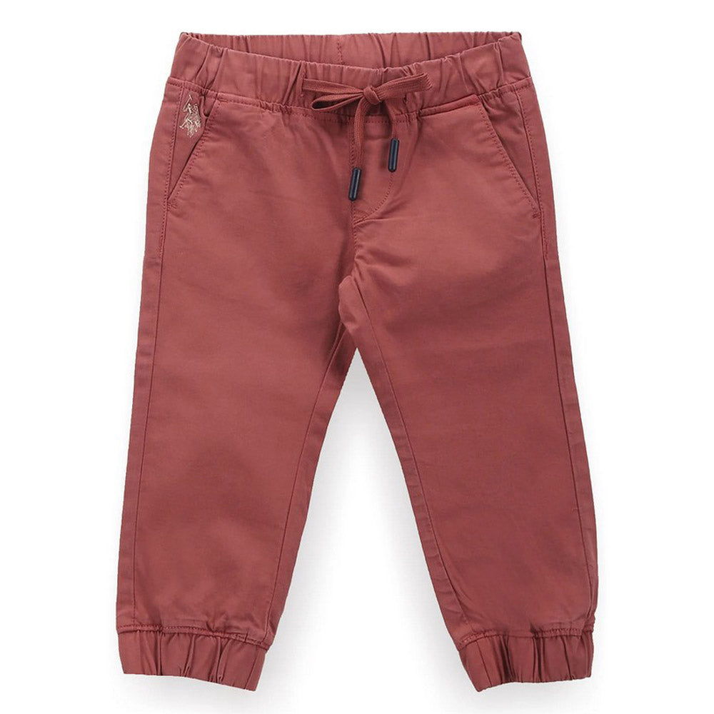 Rust Elasticated With Drawstring Waist Trousers