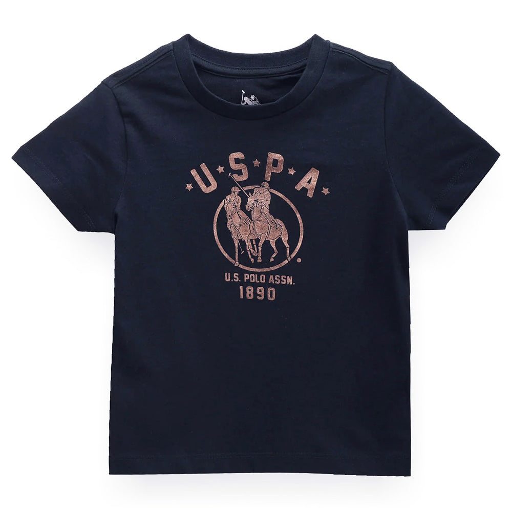 Navy Blue U.S.Polo Printed Cotton T-Shirt
