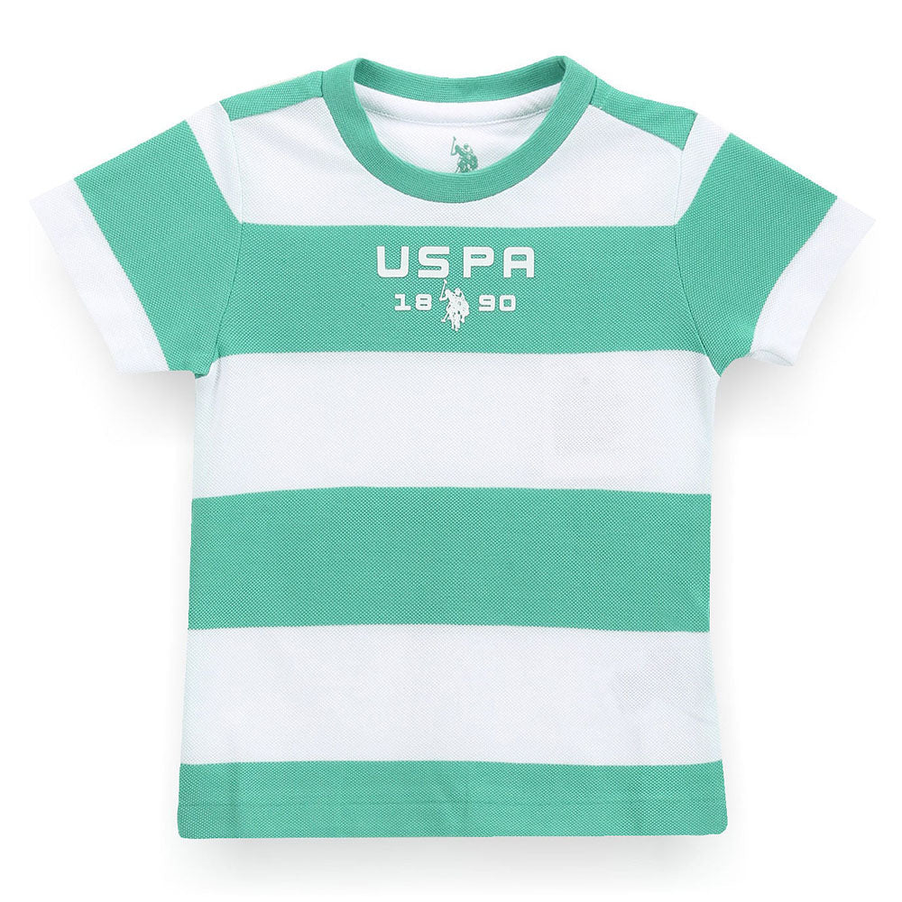 Green Horizontal Striped Pique T-Shirt