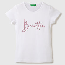 Load image into Gallery viewer, White Benetton Printed Round Neck T-Shirt

