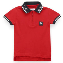 Load image into Gallery viewer, Red Cotton Zipper Polo T-Shirt
