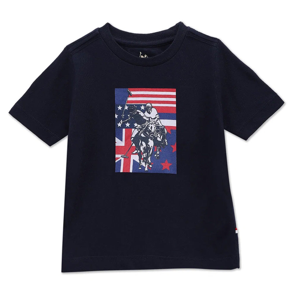 Navy Blue Graphic Printed Half Sleeves Cotton T-Shirt
