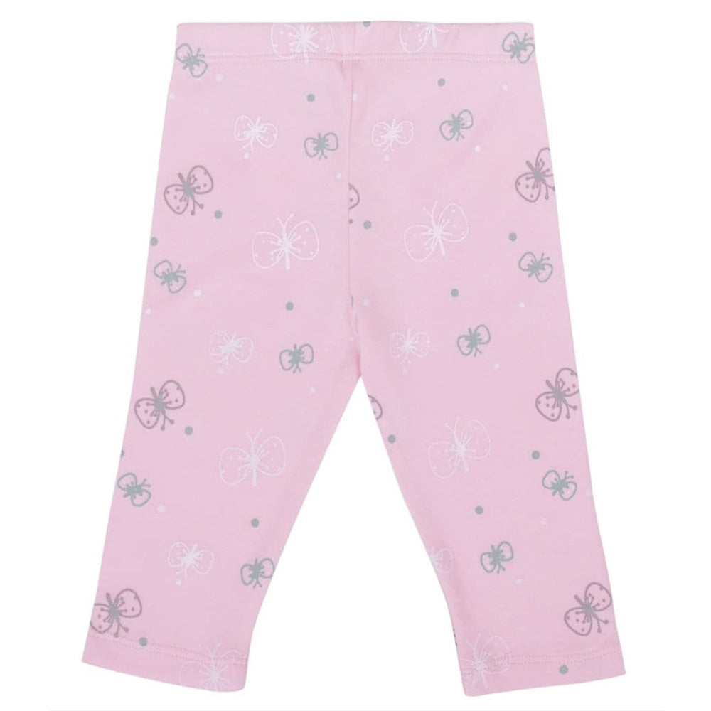 Cotton Printed Leggings- Grey, Pink & Yellow