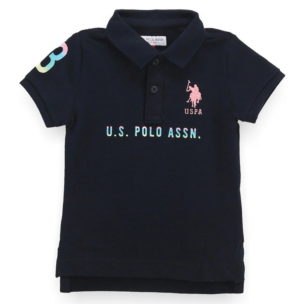 Blue Embroidered Cotton Polo T-Shirt