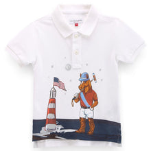 Load image into Gallery viewer, White Graphic Printed Polo T-Shirt
