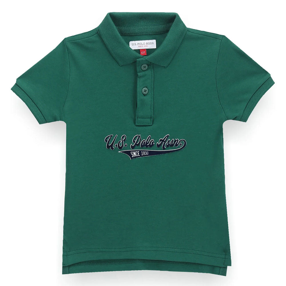 Green Flock Printed Polo T-Shirt