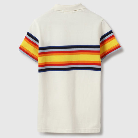 Cotton Striped Polo T-Shirt- Off White