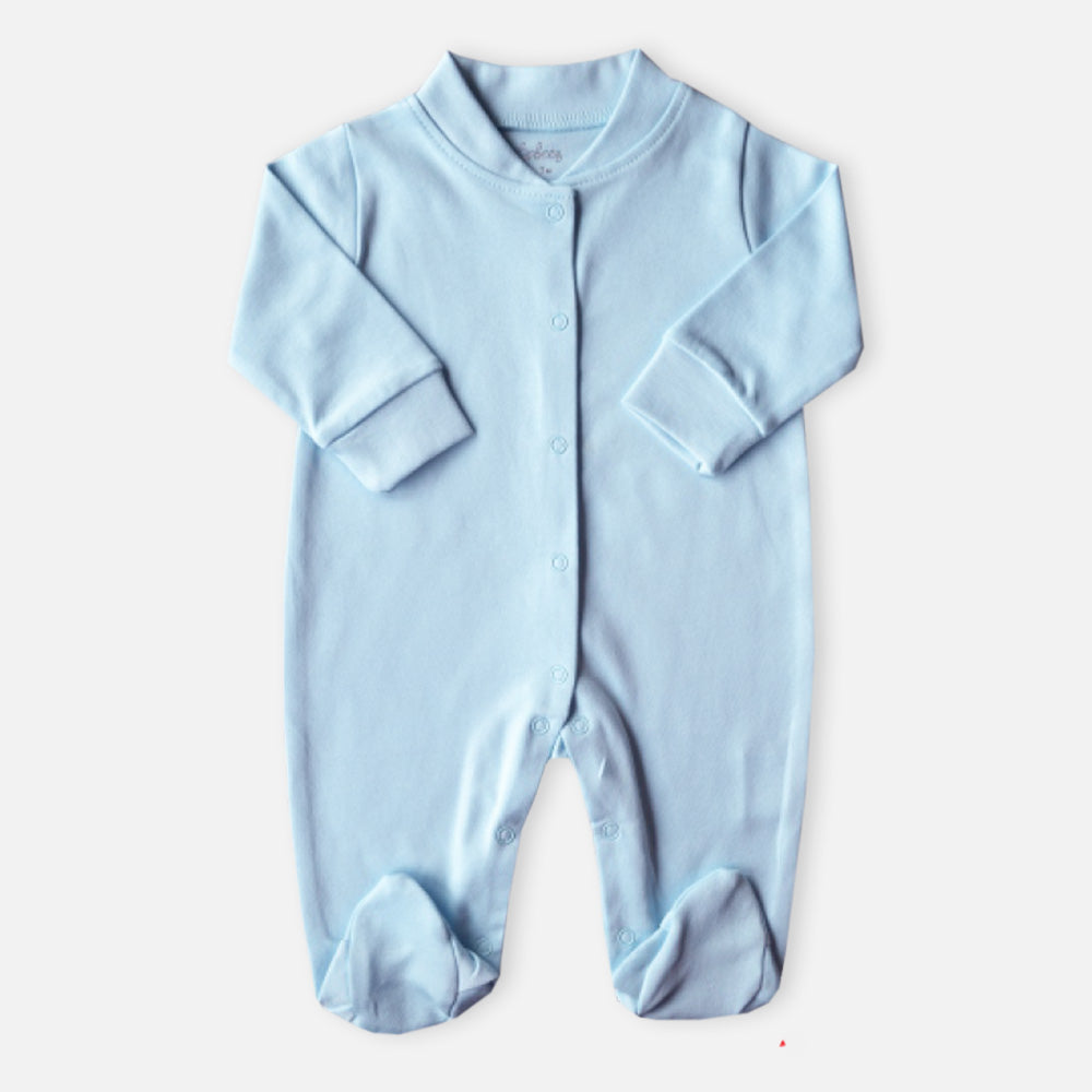 Blue Full Sleeves Cotton Footsie