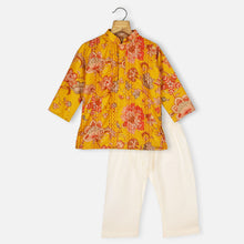 Load image into Gallery viewer, Yellow &amp; Green Floral Kurta With Beige Pajama
