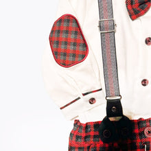 Load image into Gallery viewer, Ivory Shirt &amp; Checked Red Pant With Suspender
