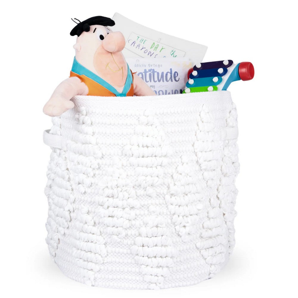 Woven Treasure Round Beige Toy Storage Basket