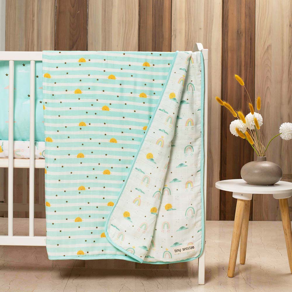 Sea Green Horizon Theme Organic Muslin Blanket
