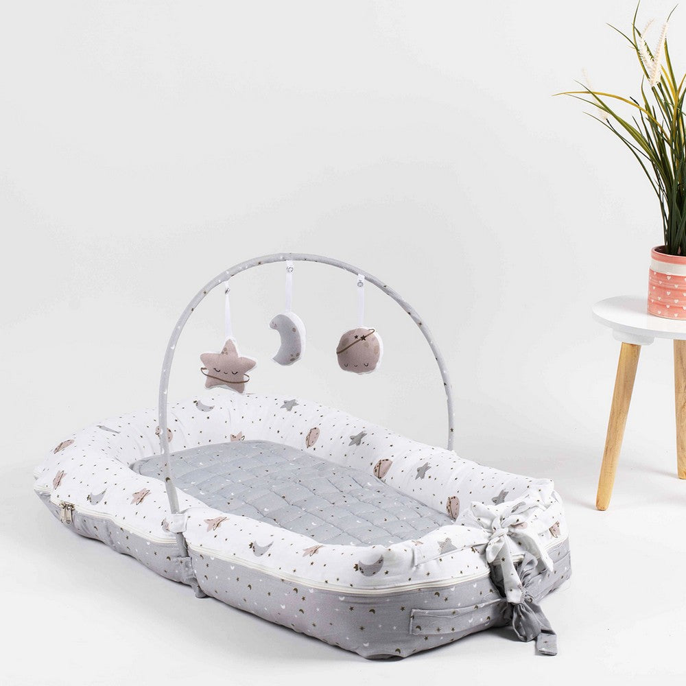 Grey Starry Nights Organic Size Adjustable Baby Nest