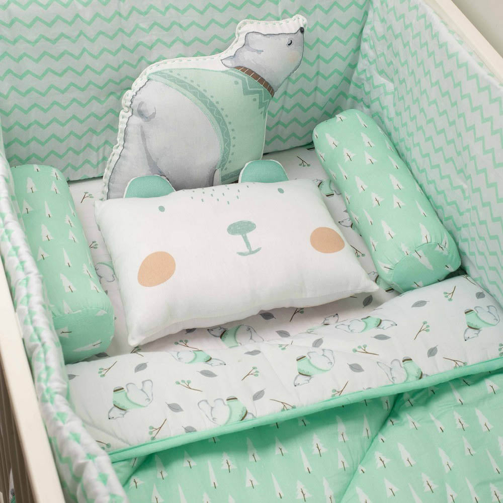 Green Arctic Organic Cotton Cot Bedding Set