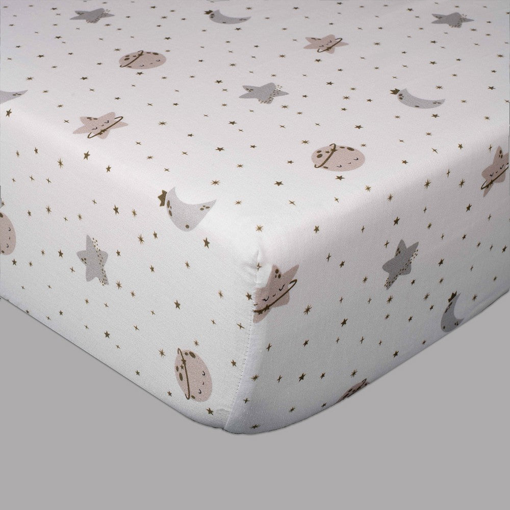 Grey Starry Nights Organic Cotton Cot Bedding Set