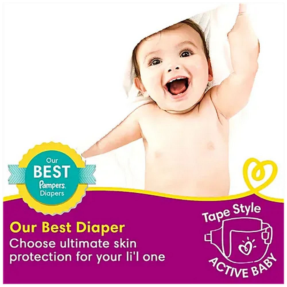 Large Pampers Active Baby Diapers - 50 Pieces (9-14 kg)