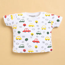 Load image into Gallery viewer, Red Romper With Car Printed T-Shirt
