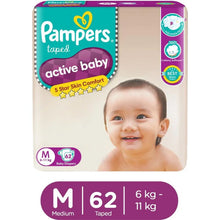 Load image into Gallery viewer, Medium Size Pampers Active Baby Diapers - 62 Pieces (6-11kg)
