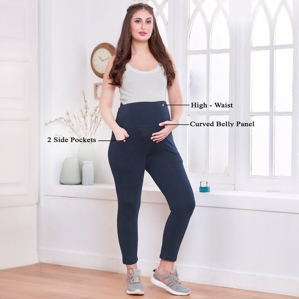 Navy Blue High Waist Maternity Pants