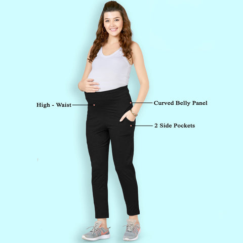 Grey & Black High Waist Maternity Pants