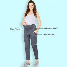 Load image into Gallery viewer, Grey &amp; Black High Waist Maternity Pants
