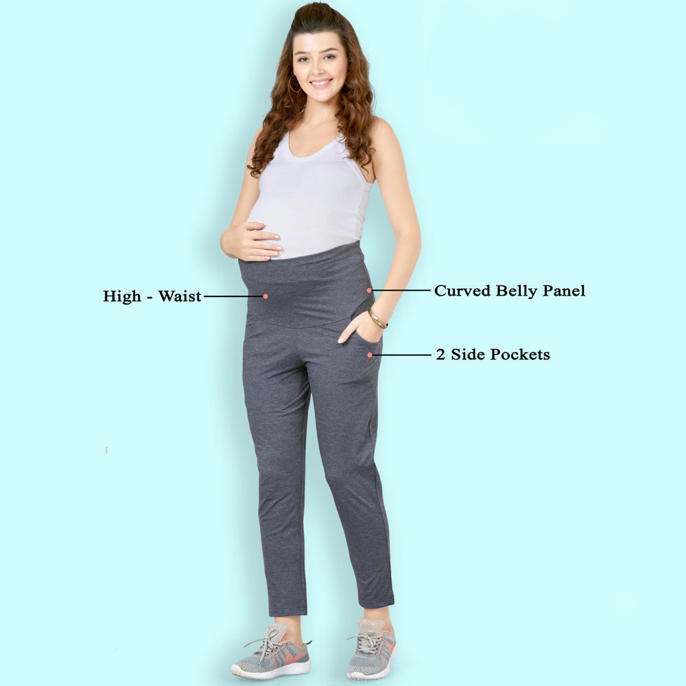 Grey & Black High Waist Maternity Pants