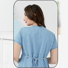 Load image into Gallery viewer, Blue Pleated Nursing Maternity Denim Dress
