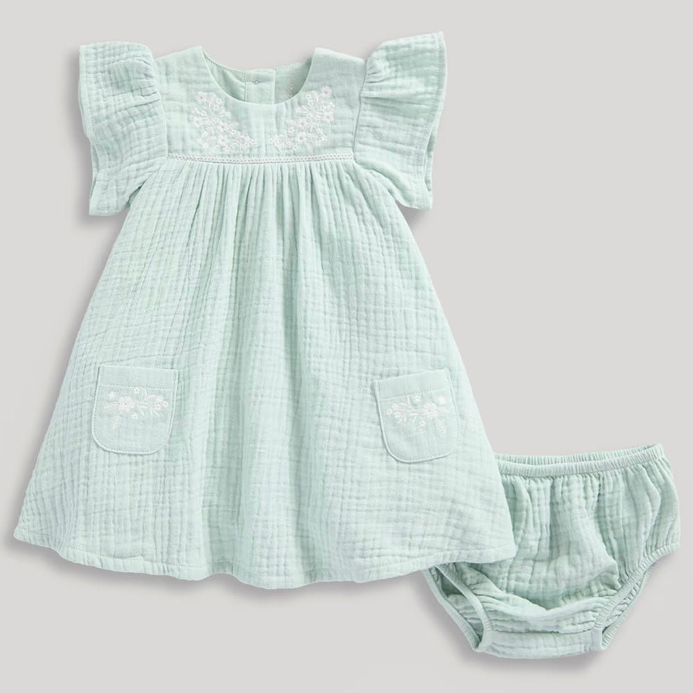 Green Embroidered Dress With Bloomers