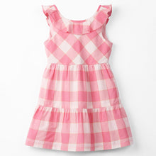 Load image into Gallery viewer, Pink Checked Frill Detailed Gold Lurex Dress
