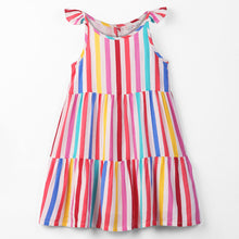 Load image into Gallery viewer, Colorful Striped Printed Tiered Viscose Dress
