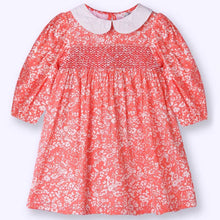 Load image into Gallery viewer, Red Floral Printed Smocked Cotton Dress
