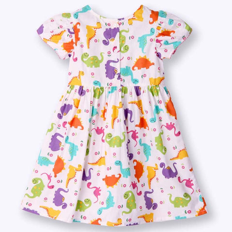 Colorful Dino Theme Collar Dress
